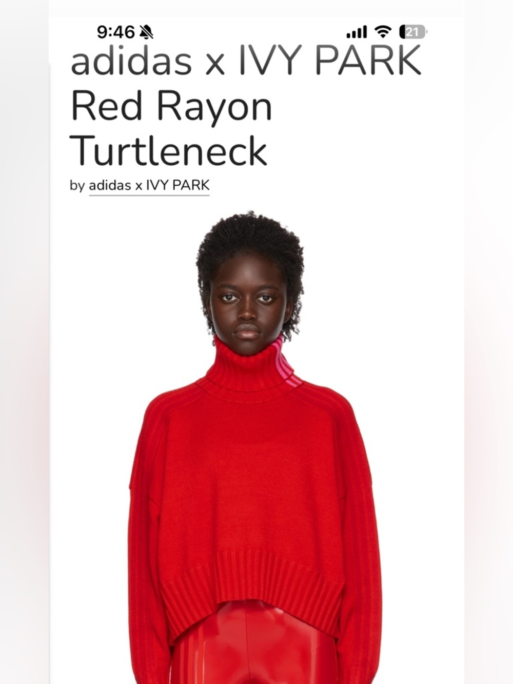 adidas x IVY PARK Bright Red Cropped Turtleneck Sweater